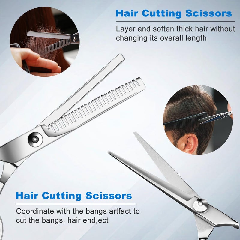 Sirabe 11 PCS Hair Cutting Thinning Scissors Set, Sapphire Professional Haircut Scissors Kit Stainless Steel Barber Texturizing Shears Tools for Salon Hairdressing Home - Image 4